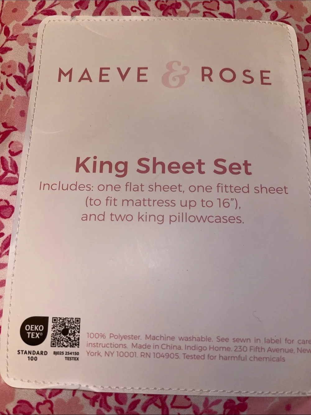 King Sheet Set — Pink Floral